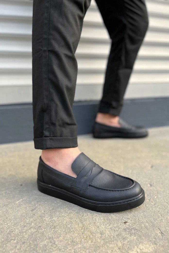 JY180 Estilo X Bağcıksız Cilt Erkek Günlük Spor Klasik Ayakkabı CST - Siyah