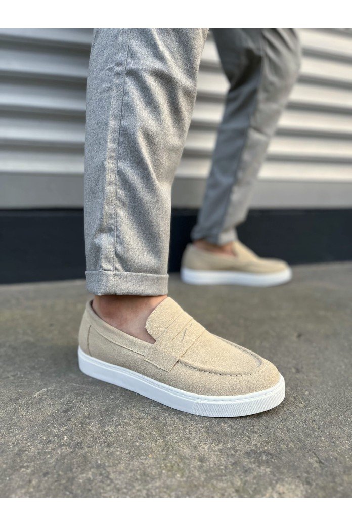 JY180 Estilo X Bağcıksız Süet Erkek Günlük Spor Klasik Ayakkabı SBT - Krem