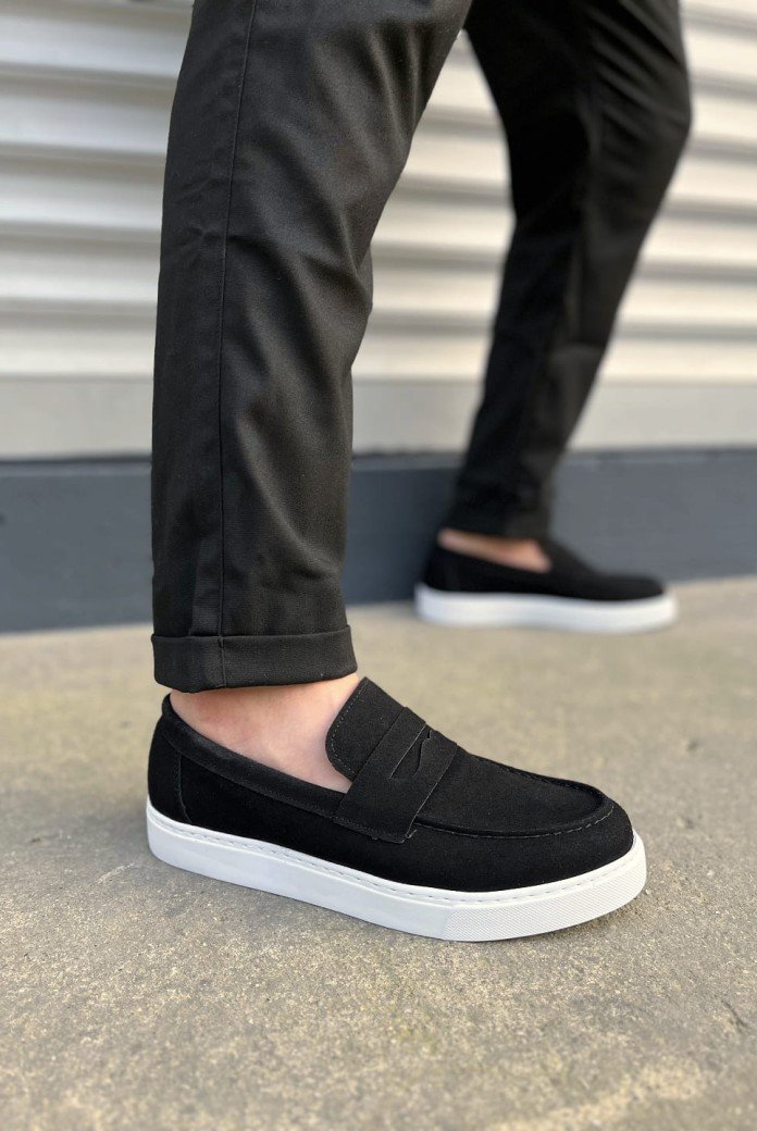JY180 Estilo X Bağcıksız Süet Erkek Günlük Spor Klasik Ayakkabı SBT - Siyah