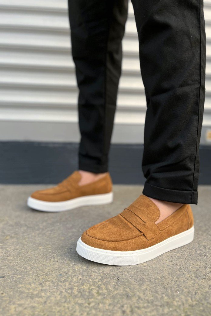 JY180 Estilo X Bağcıksız Süet Erkek Günlük Spor Klasik Ayakkabı SBT - Taba