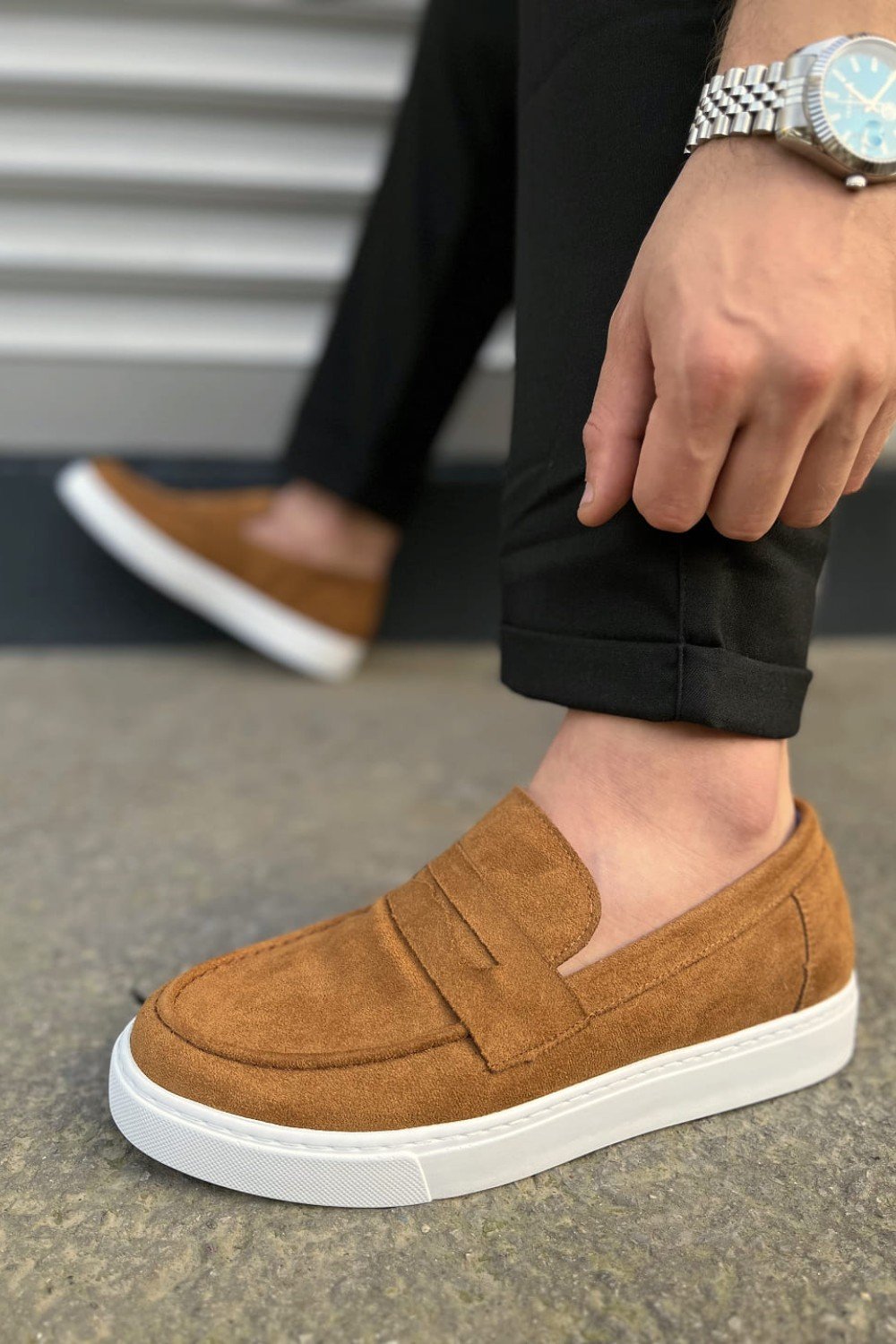 JY180 Estilo X Bağcıksız Süet Erkek Günlük Spor Klasik Ayakkabı SBT - Taba