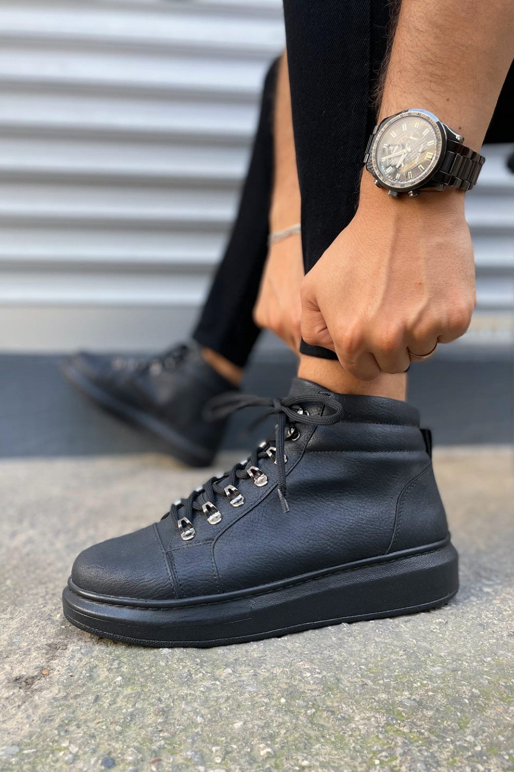 JY206 Ottawa Bağcıklı Ortopedik Taban Cilt Erkek Spor Bot CST - Siyah JY206 Ottawa Bağcıklı Ortopedik Taban Cilt Erkek Spor Bot CST - Siyah