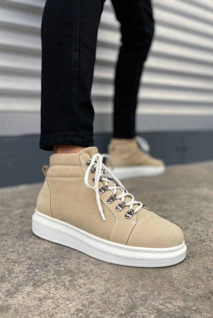 JY206 Ottawa Bağcıklı Ortopedik Taban Süet Erkek Spor Bot SBT - Krem