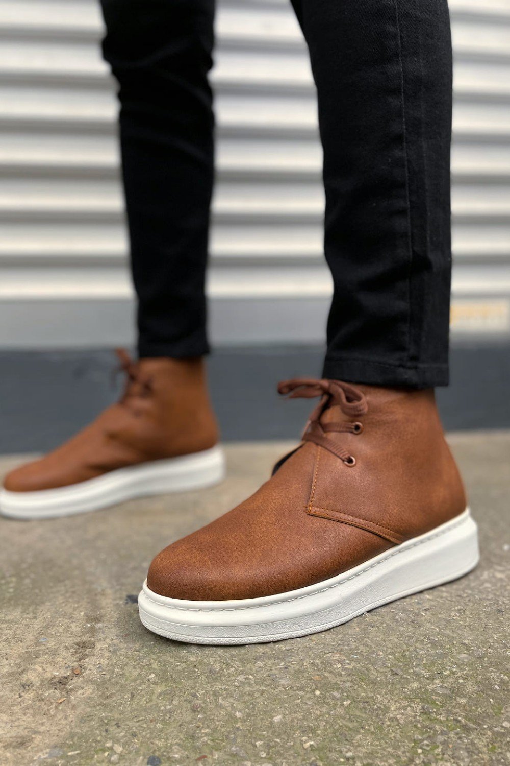 JY207 Oslo Bağcıklı Ortopedik Taban Cilt Erkek Spor Bot CBT - Taba