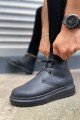 JY207 Oslo Bağcıklı Ortopedik Taban Cilt Erkek Spor Bot CST - Siyah