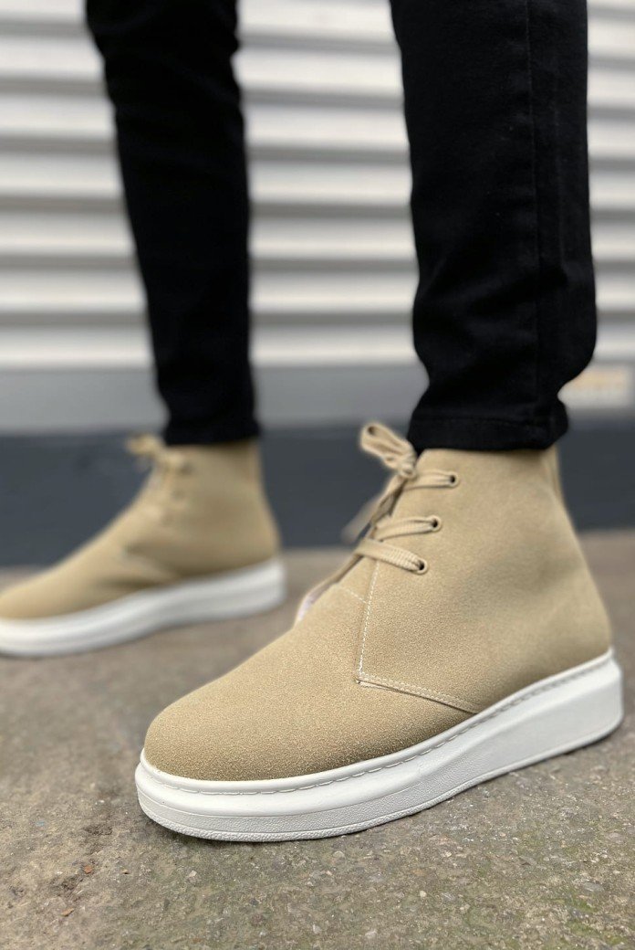 JY207 Oslo Bağcıklı Ortopedik Taban Süet Erkek Spor Bot SBT - Krem