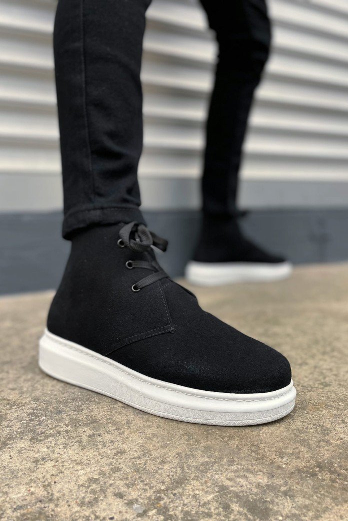 JY207 Oslo Bağcıklı Ortopedik Taban Süet Erkek Spor Bot SBT - Siyah