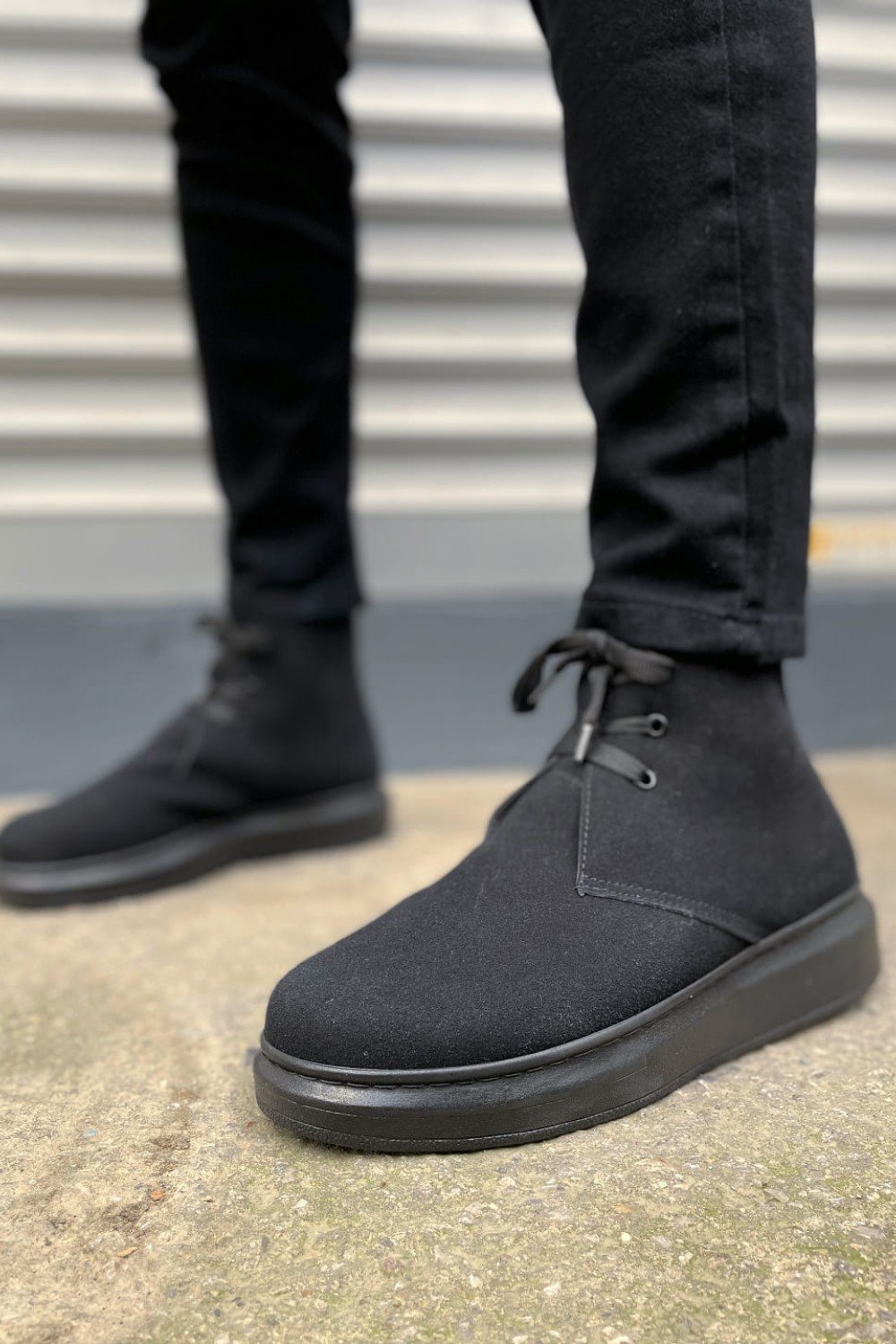 JY207 Oslo Bağcıklı Ortopedik Taban Süet Erkek Spor Bot SST - Siyah