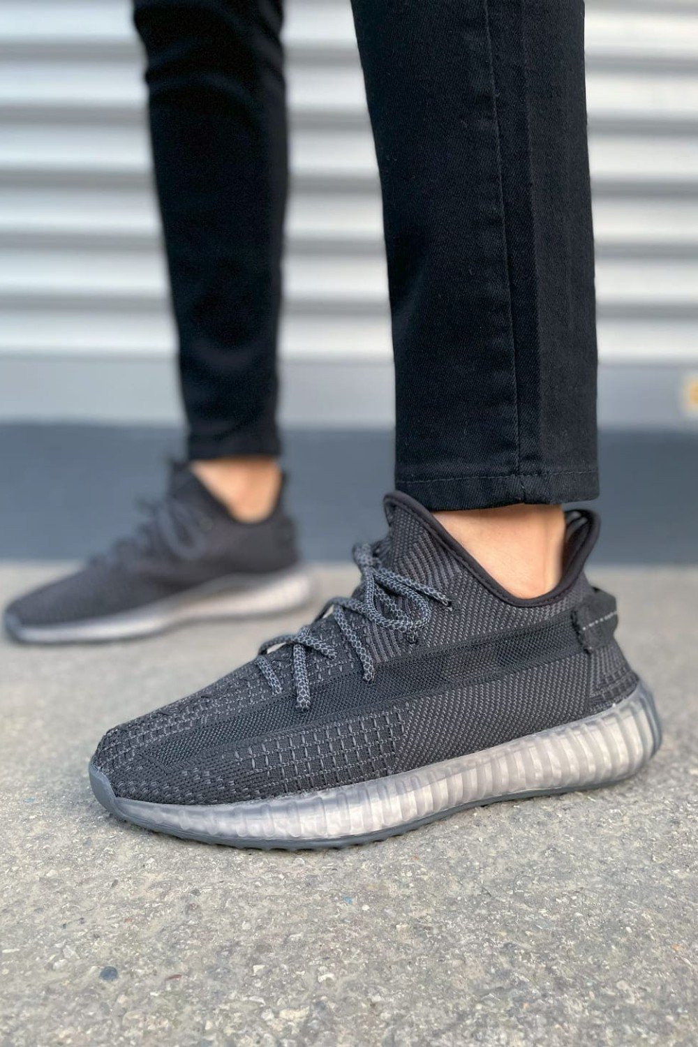 JY305 Pulse Bağcıklı Triko Kumaş Erkek Günlük Spor Ayakkabı TBT - Siyah