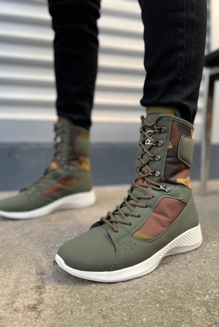 JY799 Verton Bağcıklı Ortopedik Taban Günlük Cilt Erkek Askeri Postal Bot CBT Haki