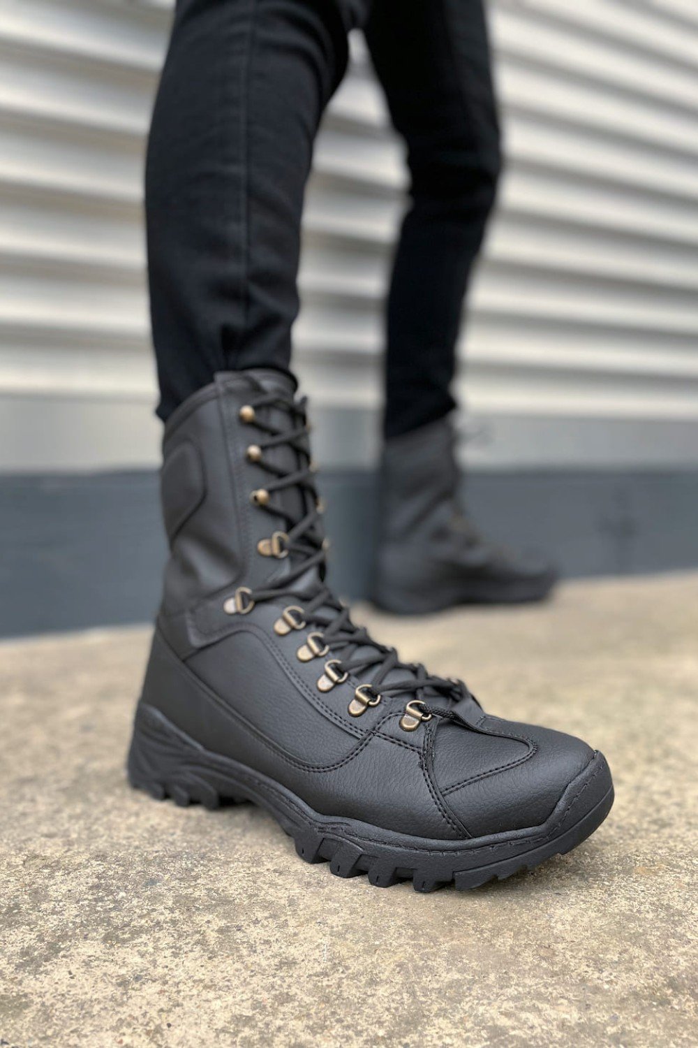 JY999 Strike Bağcıklı Ortopedik Taban Günlük Cilt Erkek Askeri Postal Bot CST Siyah JY999 Strike Bağcıklı Ortopedik Taban Günlük Cilt Erkek Askeri Postal Bot CST Siyah