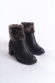 KATYA Fermuarlı Ortopedik Taban Topuklu Kürk DetaylıKadın Bot  CST - Siyah