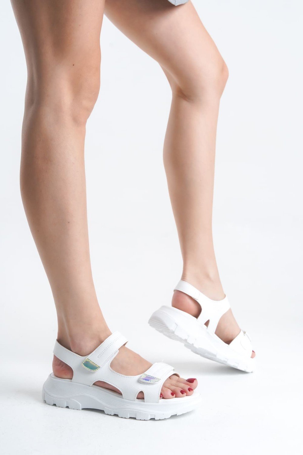 LAMIA Cırt Cırtlı Ortopedik Taban Kadın Sandalet CBT - Beyaz LAMIA Cırt Cırtlı Ortopedik Taban Kadın Sandalet CBT - Beyaz