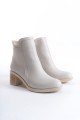 LARISSA Fermuarlı Ortopedik Taban Topuklu Kadın Bot  CKT - Krem