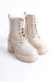 LAUREN Bağcıklı Fermuarlı Ortopedik Taban Topuklu Kadın Bot CKT - Krem LAUREN Bağcıklı Fermuarlı Ortopedik Taban Topuklu Kadın Bot CKT - Krem