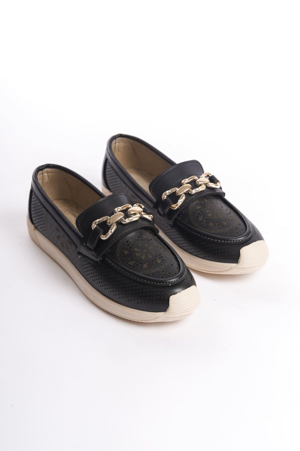 LAYLA Bağcıksız Ortopedik Rahat Taban Çiçek Desenli Kadın Babet Ayakkabı CKT - Siyah LAYLA Bağcıksız Ortopedik Rahat Taban Çiçek Desenli Kadın Babet Ayakkabı CKT - Siyah