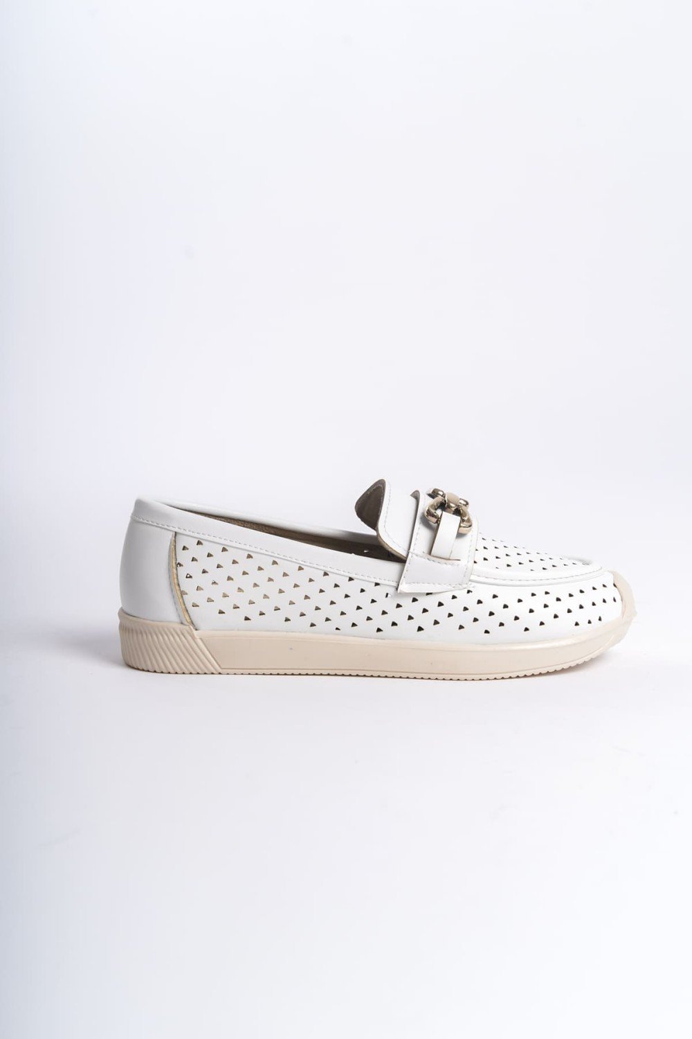 LAYLA Bağcıksız Ortopedik Rahat Taban Kalp Desenli Kadın Babet Ayakkabı CKT - Beyaz LAYLA Bağcıksız Ortopedik Rahat Taban Kalp Desenli Kadın Babet Ayakkabı CKT - Beyaz