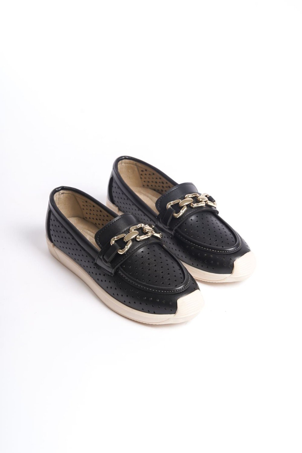 LAYLA Bağcıksız Ortopedik Rahat Taban Kalp Desenli Kadın Babet Ayakkabı CKT - Siyah LAYLA Bağcıksız Ortopedik Rahat Taban Kalp Desenli Kadın Babet Ayakkabı CKT - Siyah