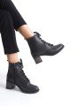 LENA Bağcıklı Fermuarlı Ortopedik Taban Topuklu Kadın Bot CST - Siyah LENA Bağcıklı Fermuarlı Ortopedik Taban Topuklu Kadın Bot CST - Siyah