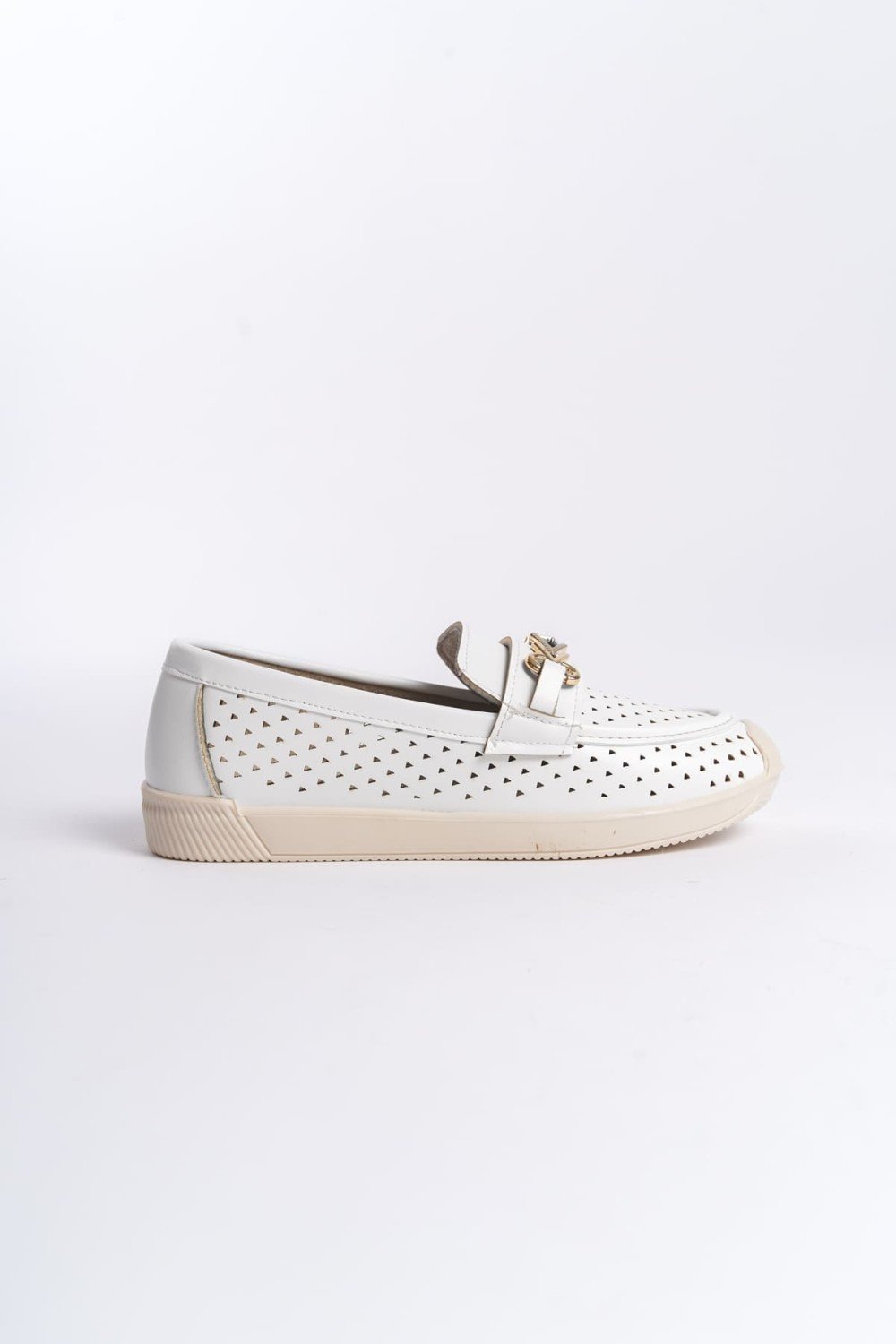 LILY Bağcıksız Ortopedik Rahat Taban Kalp Desenli Kadın Babet Ayakkabı CKT - Beyaz LILY Bağcıksız Ortopedik Rahat Taban Kalp Desenli Kadın Babet Ayakkabı CKT - Beyaz