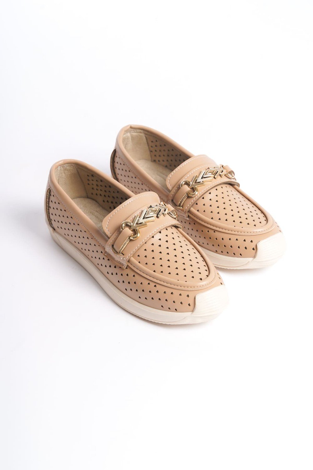 LILY Bağcıksız Ortopedik Rahat Taban Kalp Desenli Kadın Babet Ayakkabı CKT - Ten LILY Bağcıksız Ortopedik Rahat Taban Kalp Desenli Kadın Babet Ayakkabı CKT - Ten