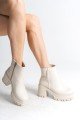 LISSE Fermuarlı Ortopedik Taban Kalın Topuklu Kadın Bot CKT - Krem