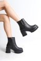 LISSE Fermuarlı Ortopedik Taban Kalın Topuklu Kadın Bot CST - Siyah LISSE Fermuarlı Ortopedik Taban Kalın Topuklu Kadın Bot CST - Siyah