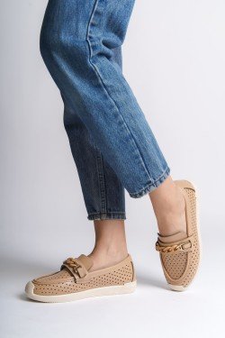 LIZY Bağcıksız Ortopedik Rahat Taban Kalp Desenli Kadın Babet Ayakkabı CKT - Ten LIZY Bağcıksız Ortopedik Rahat Taban Kalp Desenli Kadın Babet Ayakkabı CKT - Ten