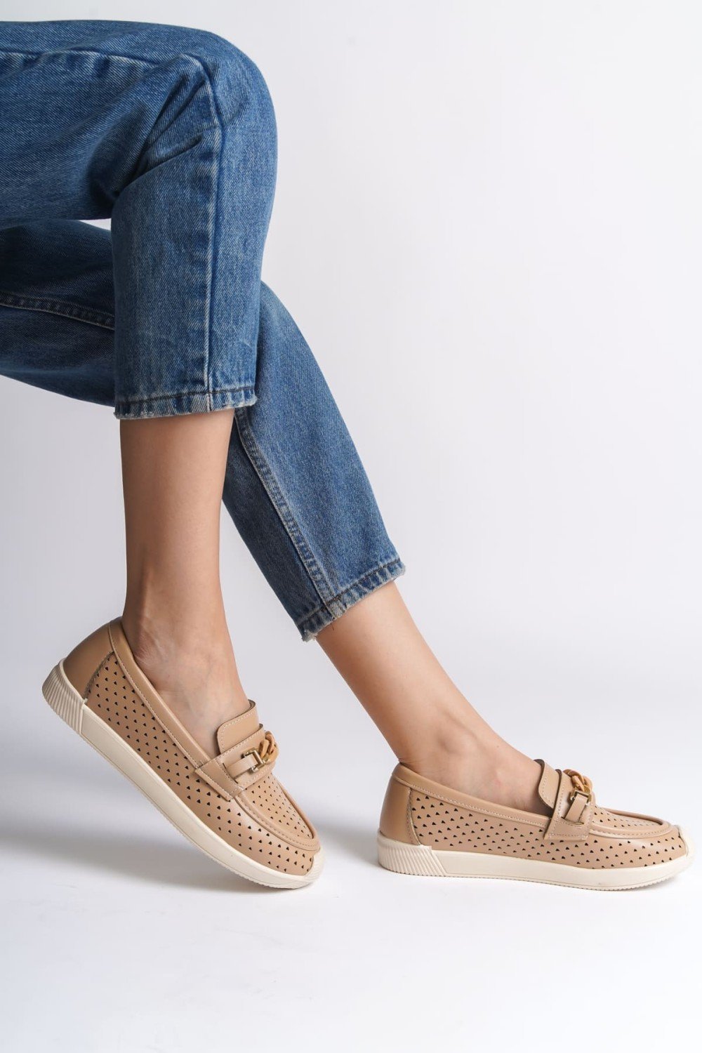 LIZY Bağcıksız Ortopedik Rahat Taban Kalp Desenli Kadın Babet Ayakkabı CKT - Ten LIZY Bağcıksız Ortopedik Rahat Taban Kalp Desenli Kadın Babet Ayakkabı CKT - Ten