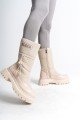 LUCY Lastikli Fermuarlı Paraşüt Kumaş Rugan Kadın Bot CKT - Krem LUCY Lastikli Fermuarlı Paraşüt Kumaş Rugan Kadın Bot CKT - Krem