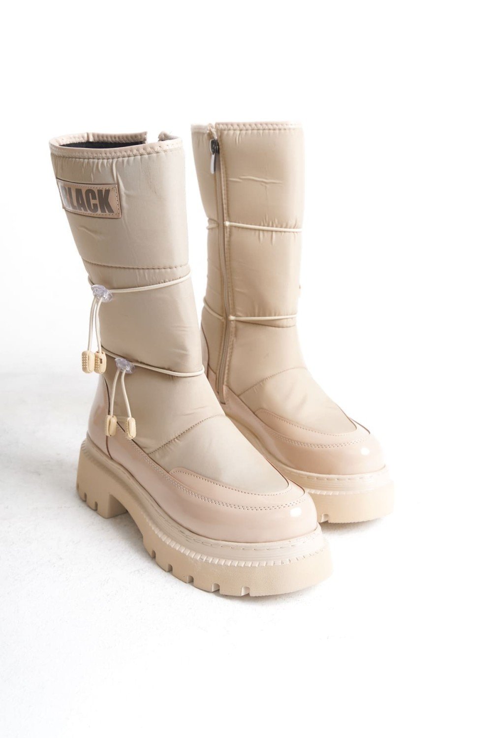 LUCY Lastikli Fermuarlı Paraşüt Kumaş Rugan Kadın Bot CKT - Krem LUCY Lastikli Fermuarlı Paraşüt Kumaş Rugan Kadın Bot CKT - Krem