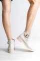 LUNA Fermuarlı Lastikli Ortopedik Taban Topuklu Kadın Bot CKT - Krem