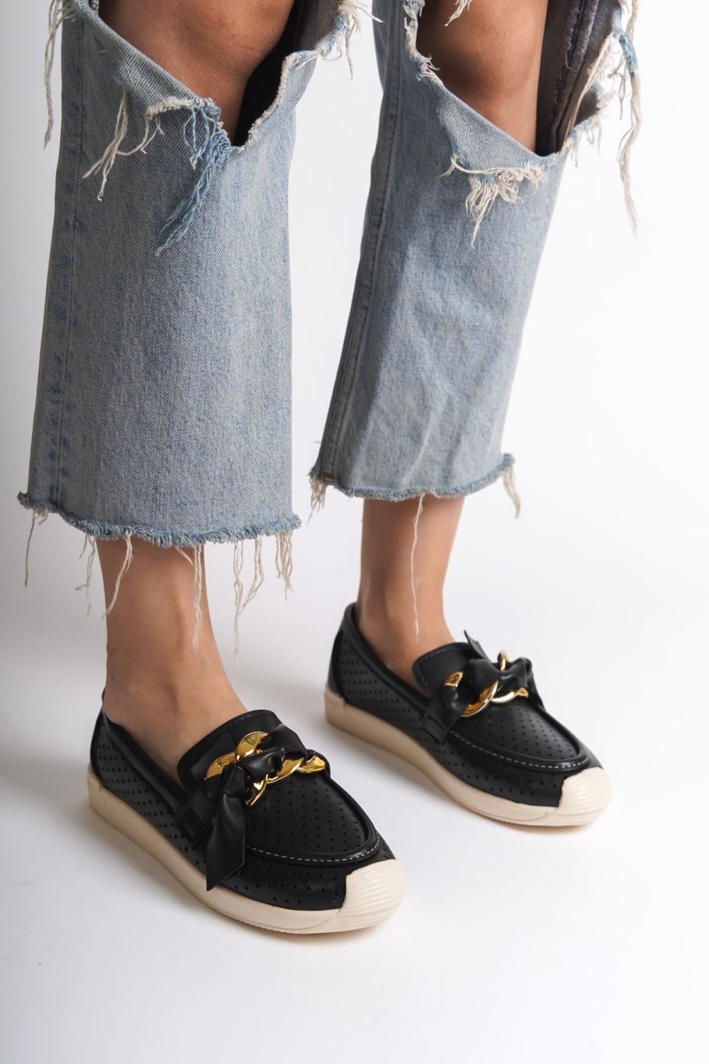 LYDIA Bağcıksız Ortopedik Rahat Taban Kalp Desenli Kadın Babet Ayakkabı CKT - Siyah LYDIA Bağcıksız Ortopedik Rahat Taban Kalp Desenli Kadın Babet Ayakkabı CKT - Siyah