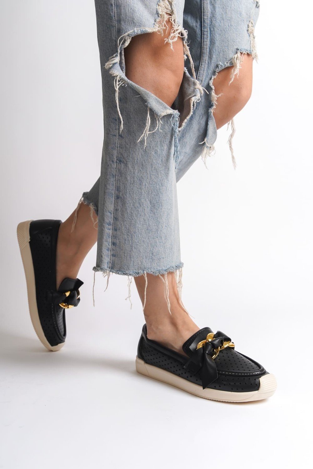 LYDIA Bağcıksız Ortopedik Rahat Taban Kalp Desenli Kadın Babet Ayakkabı CKT - Siyah LYDIA Bağcıksız Ortopedik Rahat Taban Kalp Desenli Kadın Babet Ayakkabı CKT - Siyah