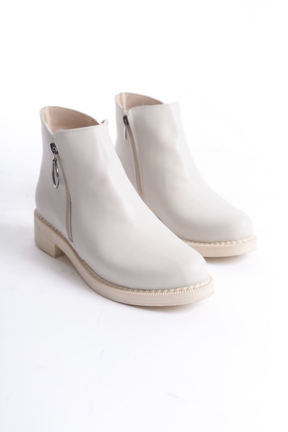 MARGARET Fermuarlı Ortopedik Taban Topuklu Kadın Bot CKT - Krem MARGARET Fermuarlı Ortopedik Taban Topuklu Kadın Bot CKT - Krem