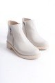 MARGARET Fermuarlı Ortopedik Taban Topuklu Kadın Bot CKT - Krem MARGARET Fermuarlı Ortopedik Taban Topuklu Kadın Bot CKT - Krem