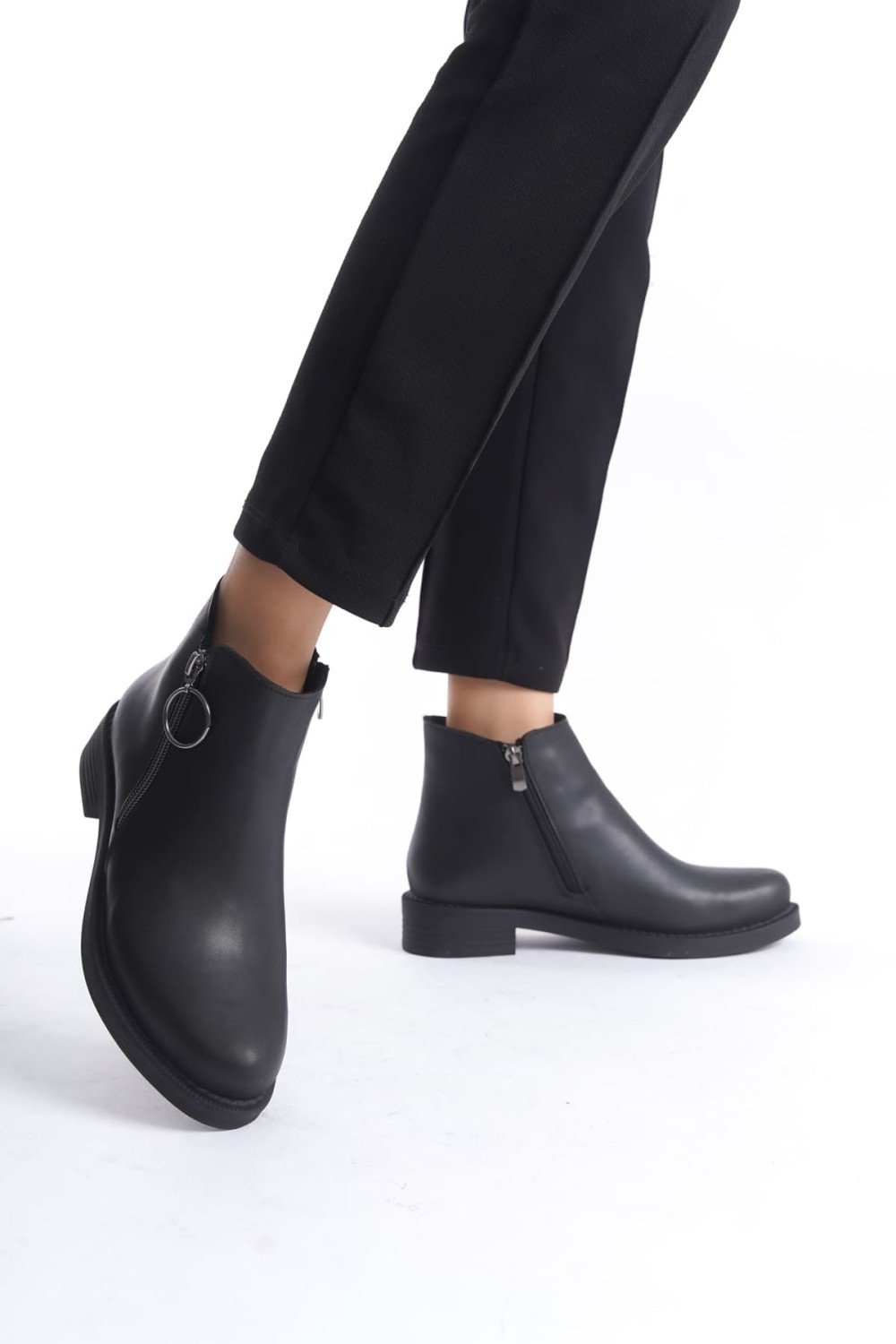MARGARET Fermuarlı Ortopedik Taban Topuklu Kadın Bot - CST - Siyah
