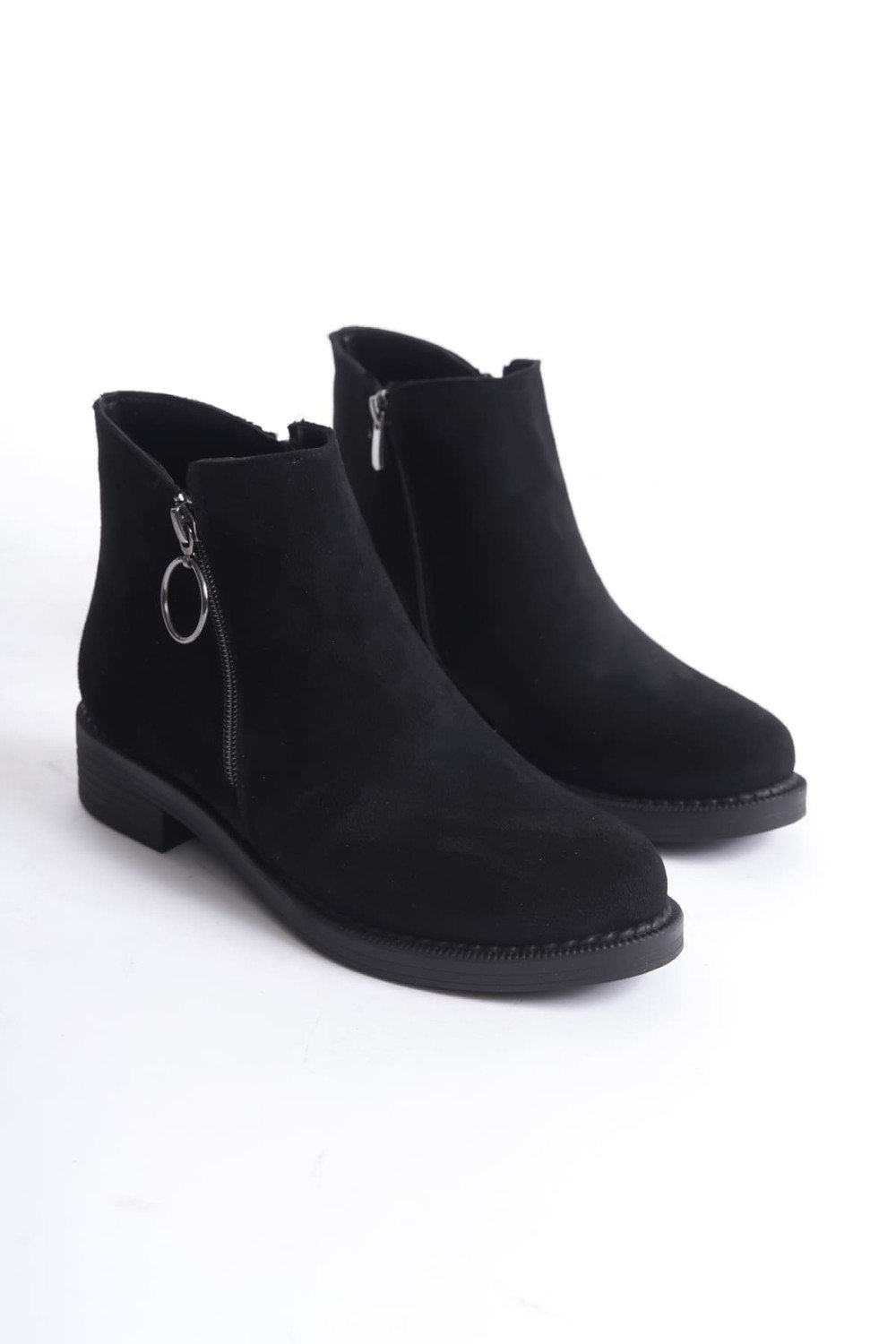 MARGARET Fermuarlı Ortopedik Taban Topuklu Süet Kadın Bot SST - Siyah