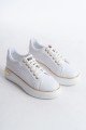 MINA Bağcıklı Ortopedik Taban Kadın Sneaker Spor Ayakkabı  CBT - Beyaz/Altın