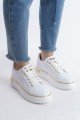 MINA Bağcıklı Ortopedik Taban Kadın Sneaker Spor Ayakkabı  CBT - Beyaz/Altın