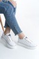MINA Bağcıklı Ortopedik Taban Kadın Sneaker Spor Ayakkabı  CBT - Beyaz/Gümüş