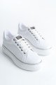 MINA Bağcıklı Ortopedik Taban Kadın Sneaker Spor Ayakkabı  CBT - Beyaz/Gümüş