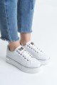 MINA Bağcıklı Ortopedik Taban Kadın Sneaker Spor Ayakkabı  CBT - Beyaz/Gümüş