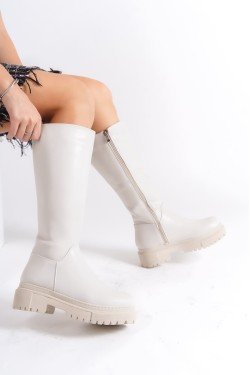 MIRA Bağcıksız Fermuarlı Ortopedik Taban Kadın Çizme CKT - Krem MIRA Bağcıksız Fermuarlı Ortopedik Taban Kadın Çizme CKT - Krem