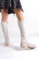 MIRA Bağcıksız Fermuarlı Ortopedik Taban Kadın Çizme CKT - Krem MIRA Bağcıksız Fermuarlı Ortopedik Taban Kadın Çizme CKT - Krem