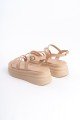 NATALIE İnce Tokalı Şerit Detaylı Ortopedik Taban Kadın Sandalet CTT - Ten