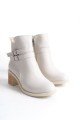 NOEMI Tokalı Fermuarlı Ortopedik Taban Topuklu Kadın Bot  CKT - Krem