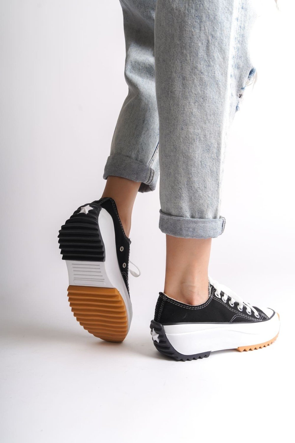 PARIS Bağcıklı Ortopedik Taban Kadın Sneaker Spor Ayakkabı TBT - Siyah PARIS Bağcıklı Ortopedik Taban Kadın Sneaker Spor Ayakkabı TBT - Siyah