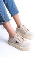 PRAG Bağcıklı Ortopedik Taban Desenli Kadın Sneaker Spor Ayakkabı CKT - Krem PRAG Bağcıklı Ortopedik Taban Desenli Kadın Sneaker Spor Ayakkabı CKT - Krem