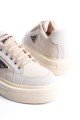 PRAG Bağcıklı Ortopedik Taban Desenli Kadın Sneaker Spor Ayakkabı CKT - Krem PRAG Bağcıklı Ortopedik Taban Desenli Kadın Sneaker Spor Ayakkabı CKT - Krem